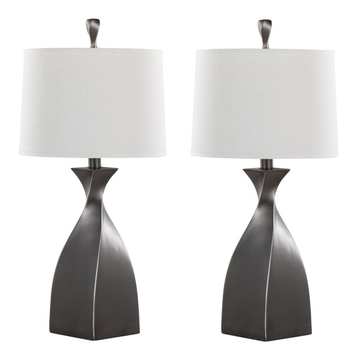Pair of Lumi Source Curvo contemporary polyresin table lamps with sleek, curved design and modern aesthetic for stylish home lighting.