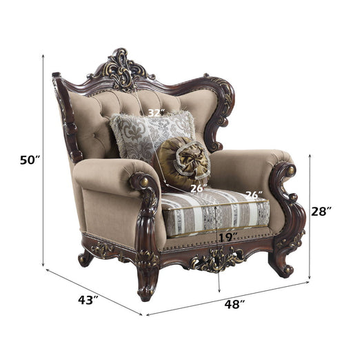 Ragnar - Chair With 2 Pillows - Light Brown Linen & Cherry - R&R Furniture Gallery (Fountain Valley, CA)