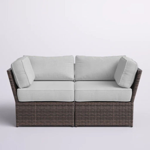 Outdoor Wicker Loveseat With Cushions Patio Seating Wicker - Brown - R&R Furniture Gallery (Fountain Valley, CA)
