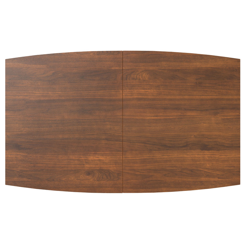 Rectangular dining table from Simpli-Home Draper collection, featuring a wooden tabletop and sturdy legs for dining room use.