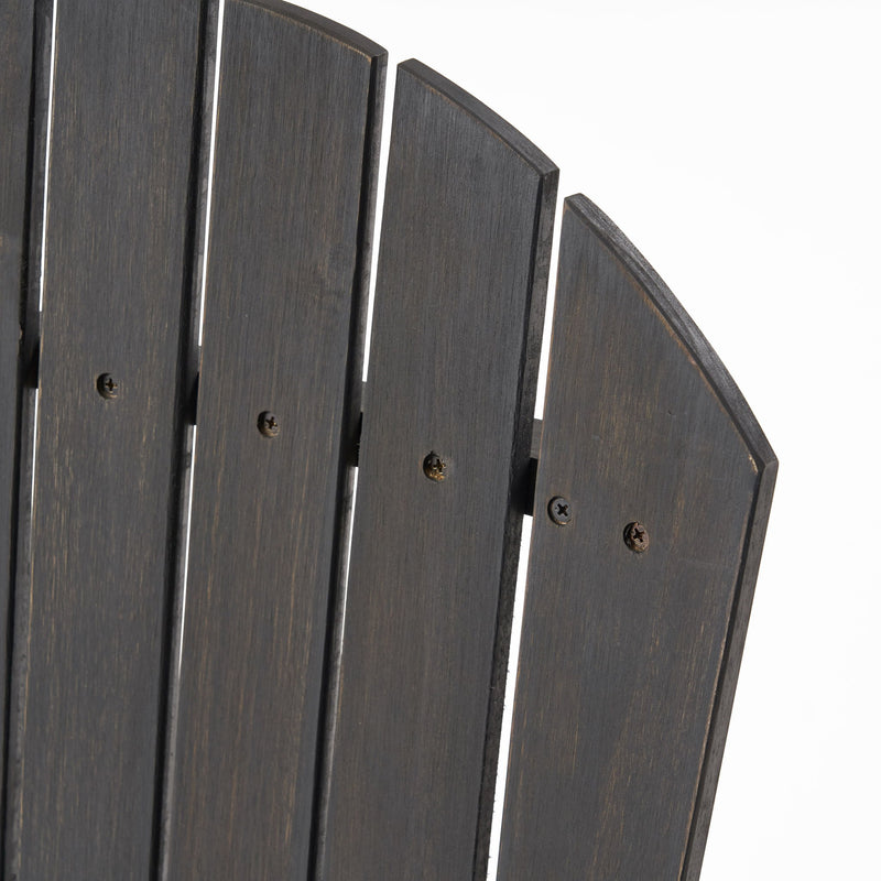 Pair of outdoor weather-resistant acacia wood Adirondack dining chairs by Noble House, stylish set for patio or garden seating.