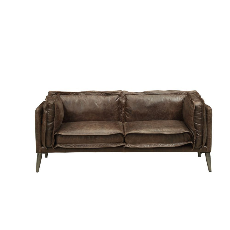 Porchester - Loveseat - Distress Chocolate Top Grain Leather - R&R Furniture Gallery (Fountain Valley, CA)