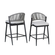 Outdoor 26" Counter Height Metal Frame Counter Stools With Scallop Shaped Backrest & Water Resistant Cushions - R&R Furniture Gallery (Fountain Valley, CA)