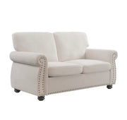 Soft Loveseat, Upholstered 2 Seater Couch, Loose Back Cushions And Turned Legs - R&R Furniture Gallery (Fountain Valley, CA)