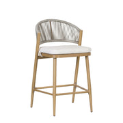 Outdoor 26" Counter Height Metal Frame Counter Stools With Scallop Shaped Backrest & Water Resistant Cushions - R&R Furniture Gallery (Fountain Valley, CA)