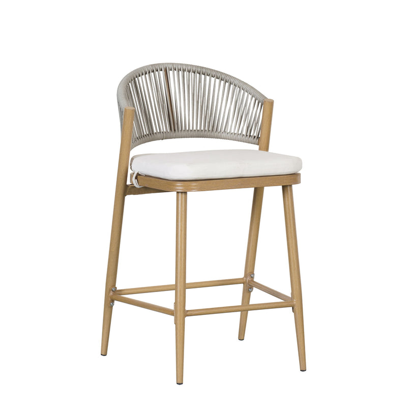 Outdoor 26" Counter Height Metal Frame Counter Stools With Scallop Shaped Backrest & Water Resistant Cushions - R&R Furniture Gallery (Fountain Valley, CA)
