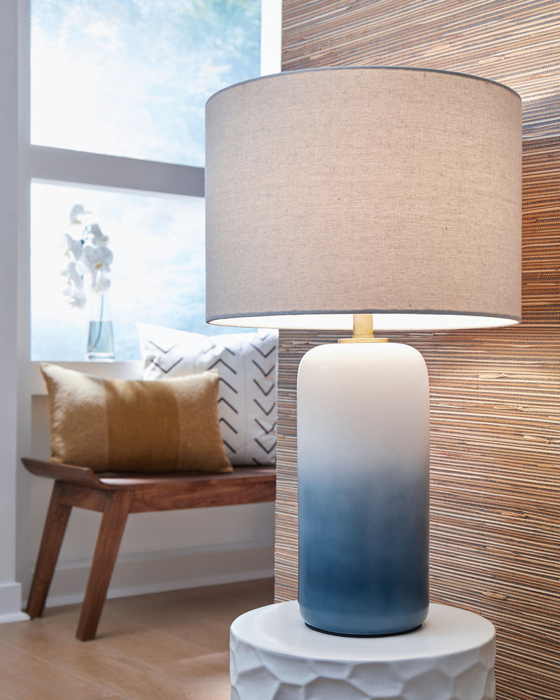 Lemrich - Ceramic Table Lamp  - White - R&R Furniture Gallery (Fountain Valley, CA)