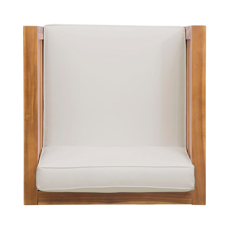 Outdoor Acacia Wood Patio Chair With Fabric Cushion - R&R Furniture Gallery (Fountain Valley, CA)