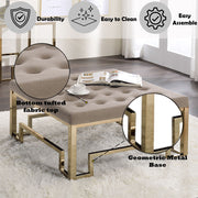 Damien - Cocktail Ottoman - Beige Fabric & Champagne - R&R Furniture Gallery (Fountain Valley, CA)