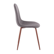 Set of two Pebble contemporary upholstered dining and accent chairs by Lumi Source with walnut legs, showcasing plush fabric and modern design.