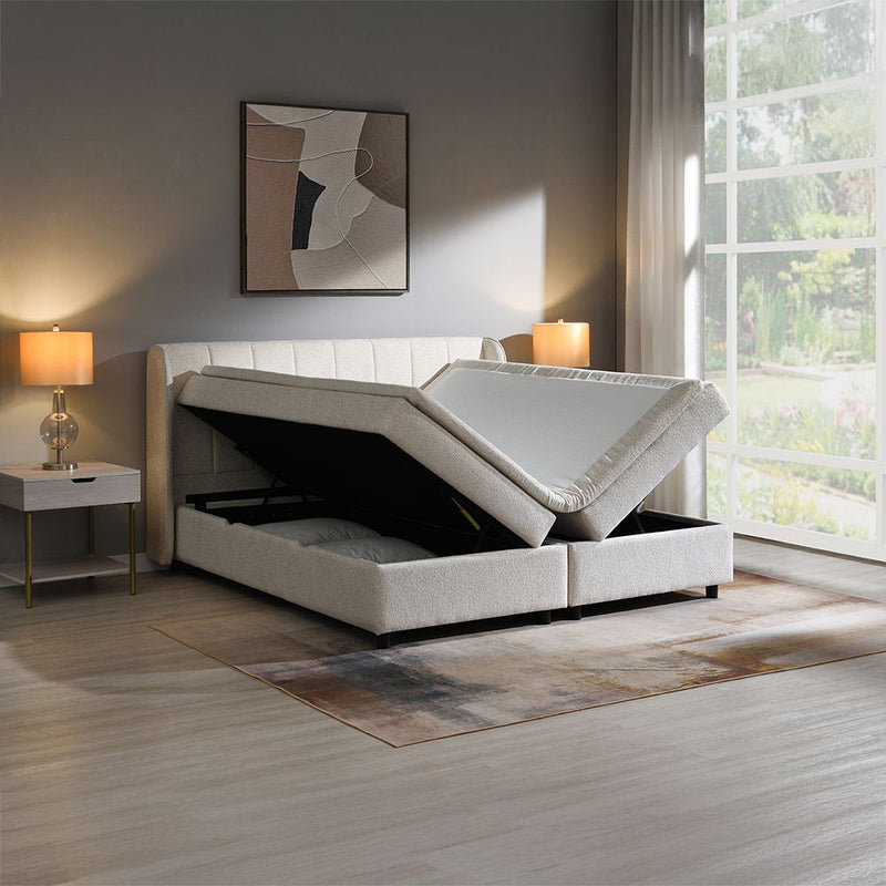 Adonia - Queen Bed With Storage - Beige - R&R Furniture Gallery (Fountain Valley, CA)