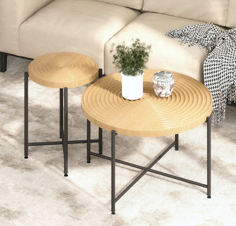 Coffee And End Table Set Waterproof Cover, Distressed Cylindrical Design, Legs Classic Rustic Charm (Set of 2) - R&R Furniture Gallery (Fountain Valley, CA)