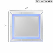 White Hollywood Hills mirror by Glory Furniture, sleek rectangular wall mirror with a modern frame design.