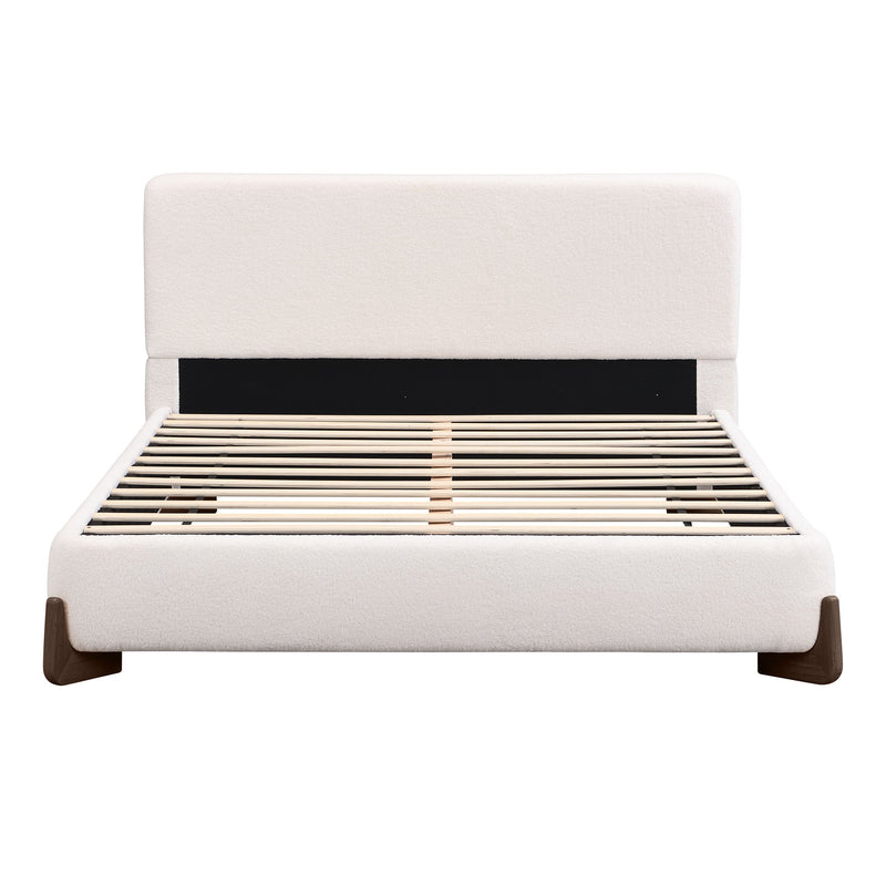 Queen Size Elegant Terry Upholstered Bed - White - R&R Furniture Gallery (Fountain Valley, CA)