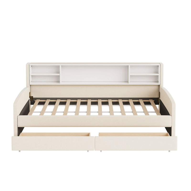 Luxurious Upholstered Platform Bed With Storage Drawers - R&R Furniture Gallery (Fountain Valley, CA)