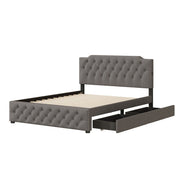 Upholstered Platform Bed With 2 Drawers And 2 Sets Of USB Ports On Each Side, Fabric - R&R Furniture Gallery (Fountain Valley, CA)