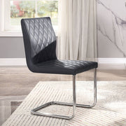 Ansonia - Side Chair (Set of 2) - Gray Synthetic Leather & Chrome - R&R Furniture Gallery (Fountain Valley, CA)