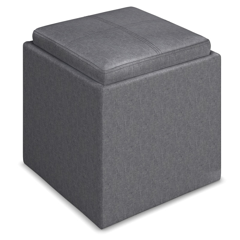 Rockwood - Upholstered Cube Storage Ottoman With Tray - R&R Furniture Gallery (Fountain Valley, CA)