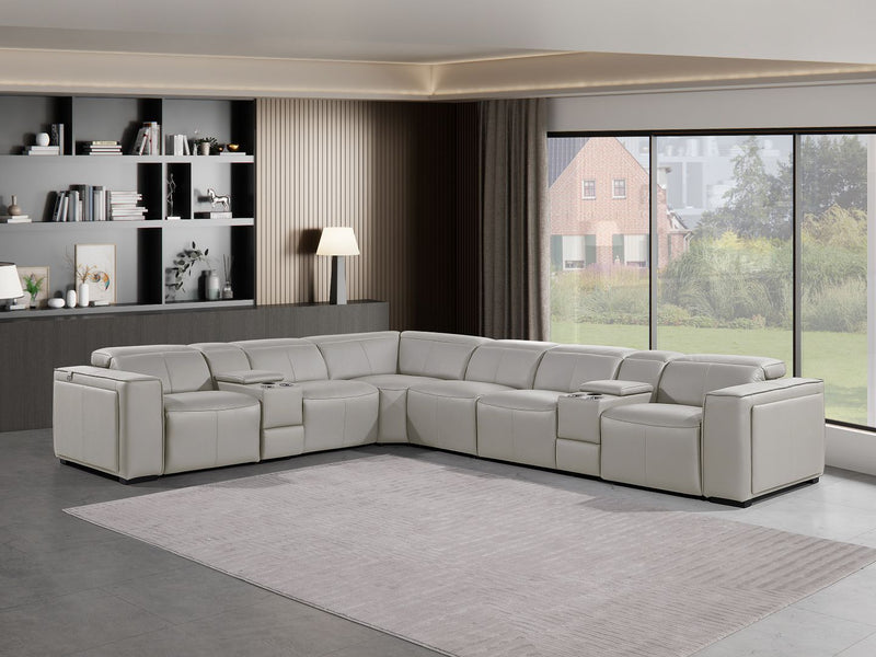 1224 - 8-Piece L-Shaped Sectional Sofa In With 3 Power Recliners & Power Headrests - R&R Furniture Gallery (Fountain Valley, CA)