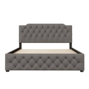 Upholstered Platform Bed With 2 Drawers And 2 Sets Of USB Ports On Each Side, Fabric - R&R Furniture Gallery (Fountain Valley, CA)