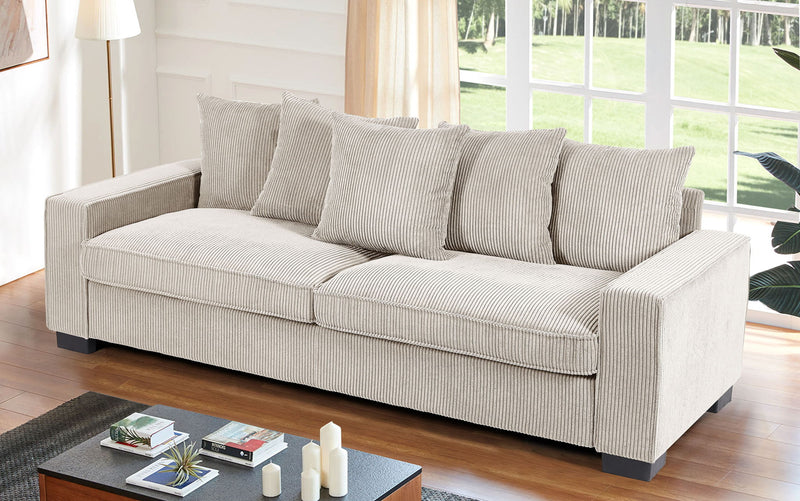 Luxe Sofa With 5 Matching Toss Pillows, Sleek Design, Spacious And Comfortable 3 Seater Couch - R&R Furniture Gallery (Fountain Valley, CA)