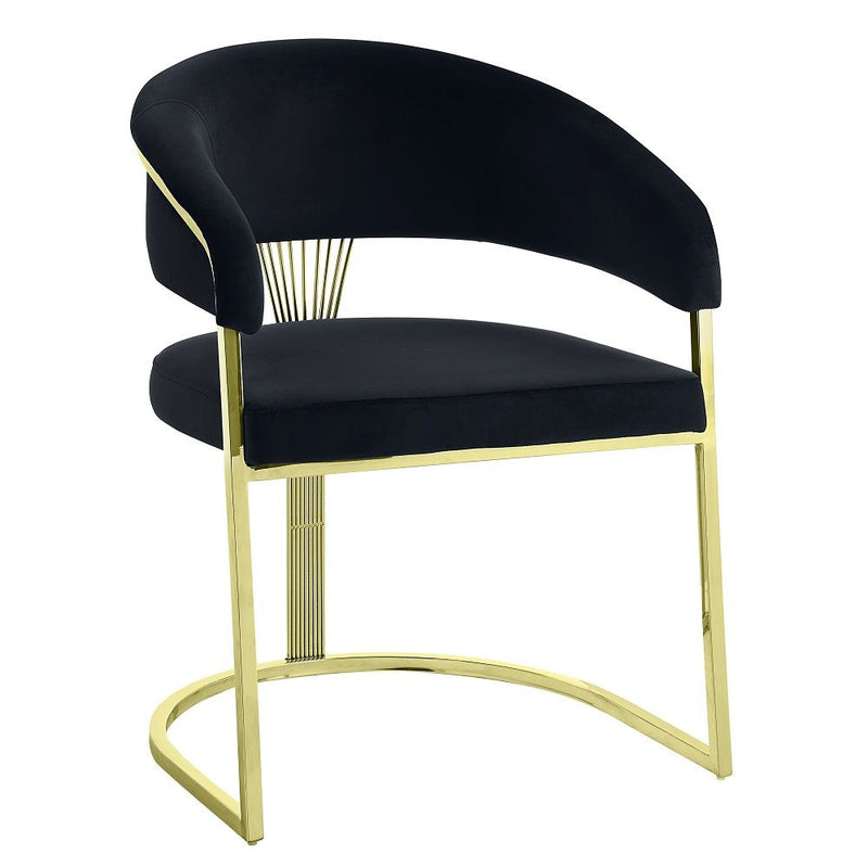 Fallon - Side Chair - Black Velvet & Mirrored Gold - R&R Furniture Gallery (Fountain Valley, CA)