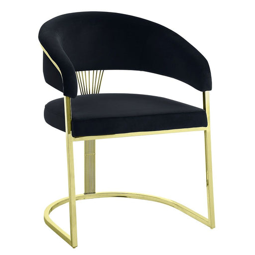 Fallon - Side Chair - Black Velvet & Mirrored Gold - R&R Furniture Gallery (Fountain Valley, CA)
