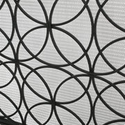 Noble House Thayer iron fireplace screen with a geometric design, featuring a single panel and decorative metalwork.