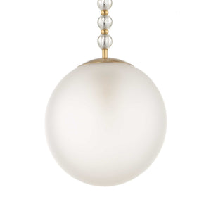 Ripple - 1 Light Frost Glass Pendant - Gold