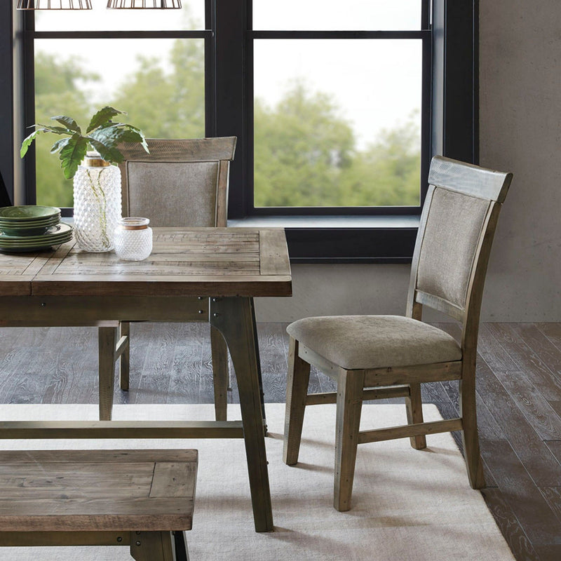 Dining Side Chair Set With Cushioned Back And Seat (Set of 2) - Weathered Gray / Natural - R&R Furniture Gallery (Fountain Valley, CA)