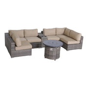 Wicker Outdoor Lounge Set With Cushions And Fire Pit - R&R Furniture Gallery (Fountain Valley, CA)