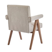 Contemporary Poppy Fabric Dining Armchair With Rubberwood Legs - R&R Furniture Gallery (Fountain Valley, CA)