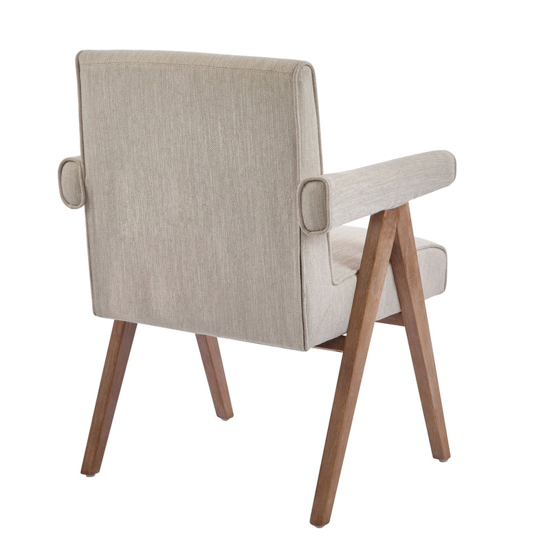Contemporary Poppy Fabric Dining Armchair With Rubberwood Legs - R&R Furniture Gallery (Fountain Valley, CA)
