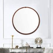 Hausen - Mid-Century Modern Round Accent Wall Mirror - Brown Walnut - R&R Furniture Gallery (Fountain Valley, CA)