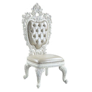 Vanaheim - Side Chair (Set of 2) - Beige Synthetic Leather & Antique White - R&R Furniture Gallery (Fountain Valley, CA)