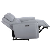 Gray ACME Jeromie power motion sofa with reclining seats, built-in USB port, and synthetic leather upholstery.