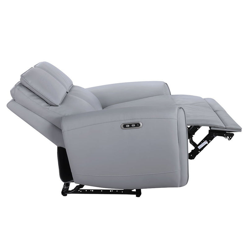 Gray ACME Jeromie power motion sofa with reclining seats, built-in USB port, and synthetic leather upholstery.