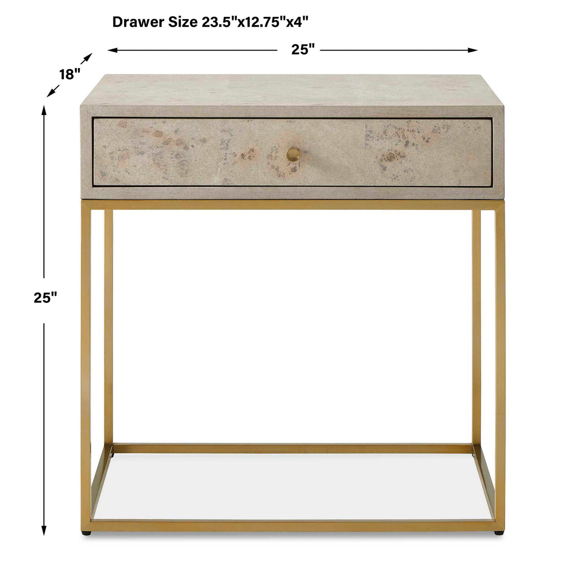 Pembrook - Side Table - Light Washed / Brass