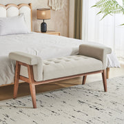 Elegant Tufted Ottoman - Beige / Brown - R&R Furniture Gallery (Fountain Valley, CA)