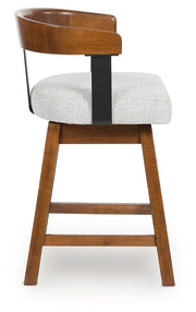 Ralene - Upholstered Swivel Barstool (Set of 2) - Medium Brown - R&R Furniture Gallery (Fountain Valley, CA)