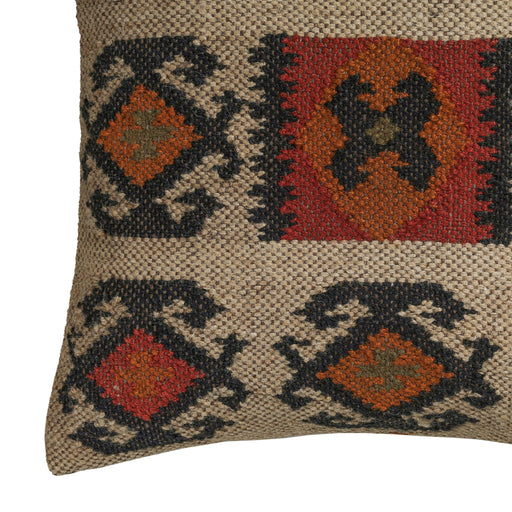 Terra - 20" Square Wool and Jute Kilim Throw Pillow (Cover) - Clay - R&R Furniture Gallery (Fountain Valley, CA)