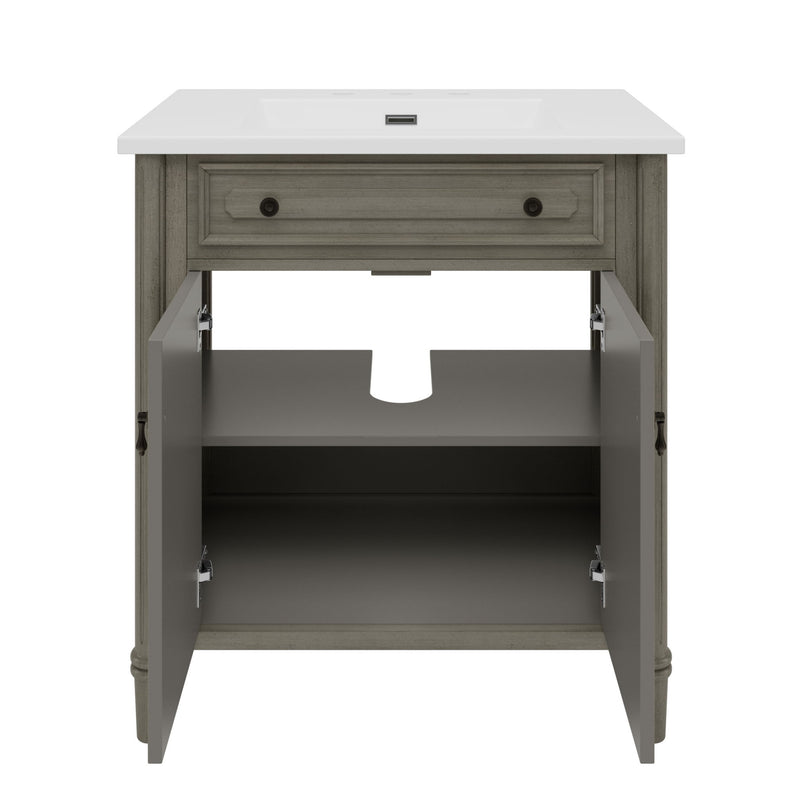 Vintage Bathroom Vanity With Sink, Rustic Cabinet With Soft Close Doors