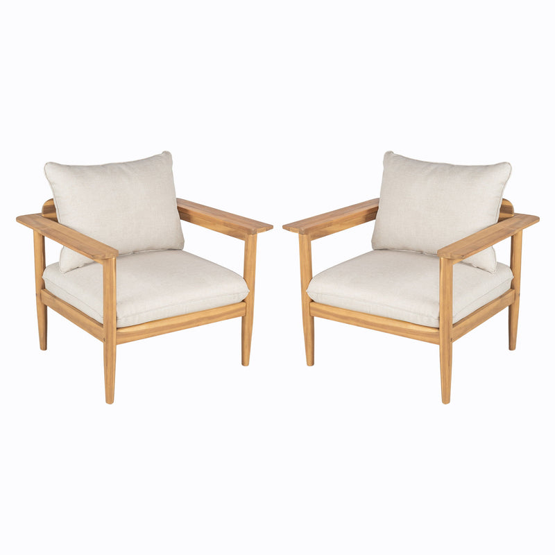 Terassi - Outdoor Lounge Chair (Set of 2) With Cushions - Beige / Light Teak - R&R Furniture Gallery (Fountain Valley, CA)