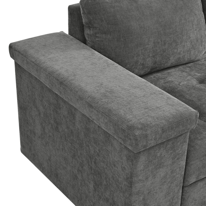 L Shaped Couch With Pull Out Bed And Storage Sectional Sleeper Sofa With Hidden Storage, Wide Armrest With Storage, For Living Room, Apartment, Bedroom, Office - R&R Furniture Gallery (Fountain Valley, CA)