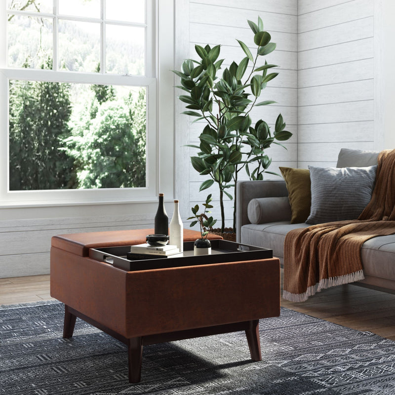 Owen - Tray Top Small Coffee Table Upholstered Storage Ottoman - R&R Furniture Gallery (Fountain Valley, CA)