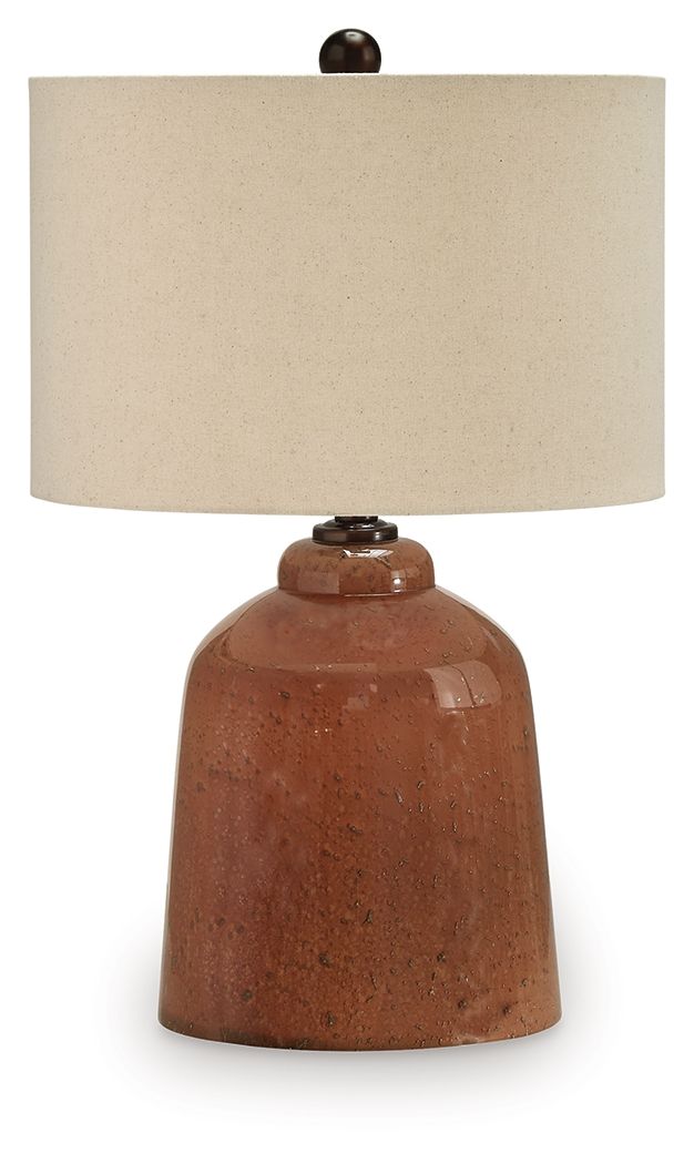 Aaleahya - Glass Table Lamp - Rust - R&R Furniture Gallery (Fountain Valley, CA)
