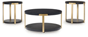 Shylore - Occasional Table Set (Set of 3) - Black / Brass Finish - R&R Furniture Gallery (Fountain Valley, CA)