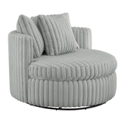 Mindy - Oversized Swivel Barrel Chair - Gray - R&R Furniture Gallery (Fountain Valley, CA)