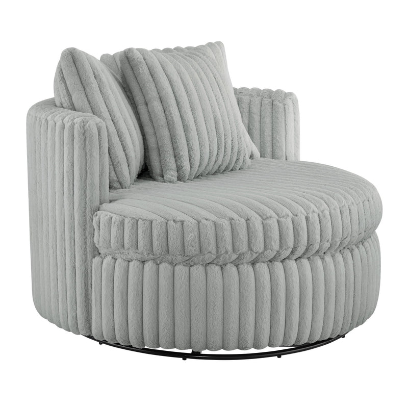 Mindy - Oversized Swivel Barrel Chair - Gray - R&R Furniture Gallery (Fountain Valley, CA)