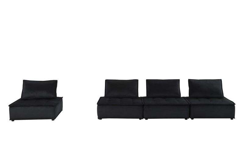 Lilola Home Anna stylish sectional sofa ottoman, stationary sectional with plush fabric and modern design, image showing the ottoman's details.